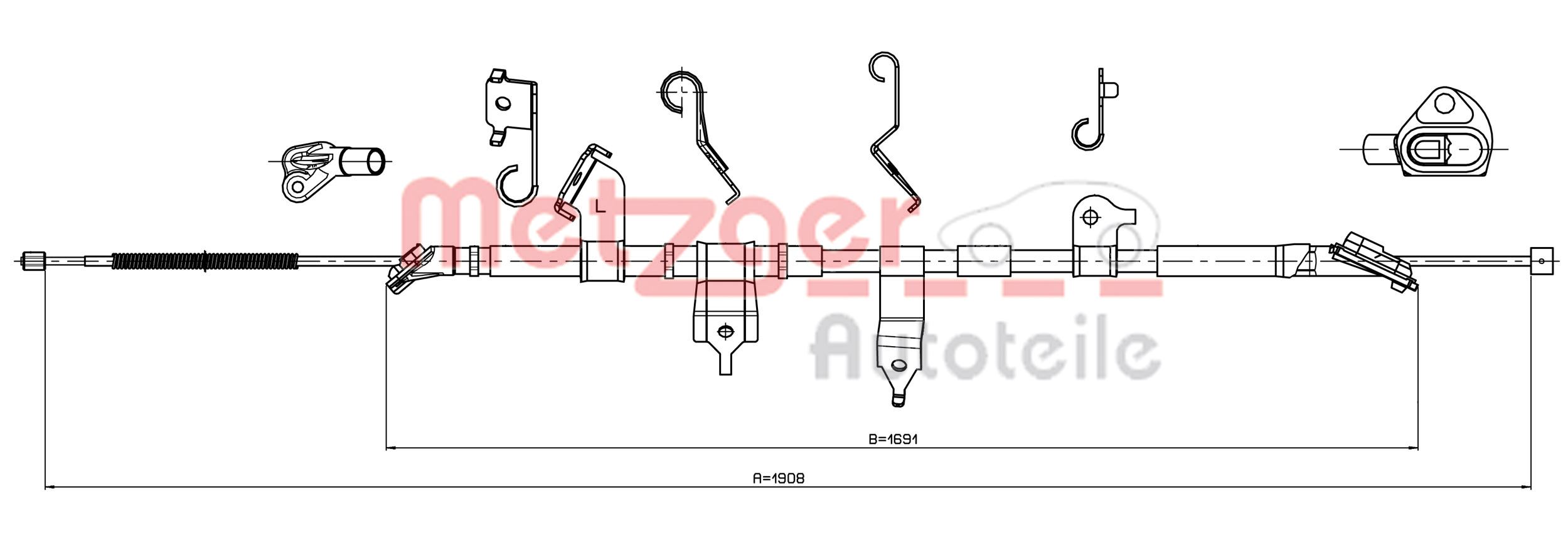 Cable, parking brake - 17.1569 METZGER