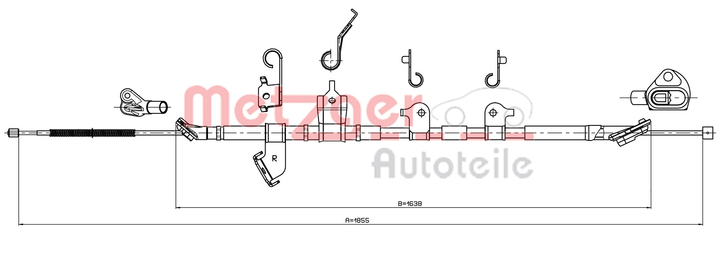 Cable, parking brake - 17.1570 METZGER