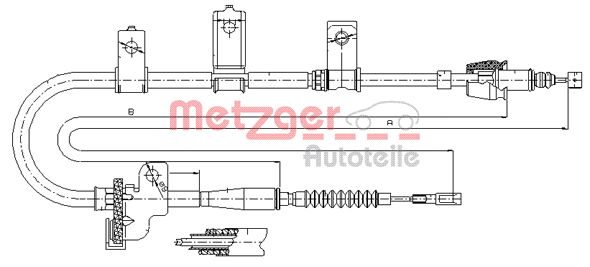 Cable, parking brake - 17.6020 METZGER