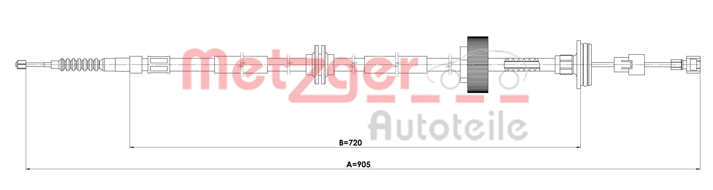 Cable, parking brake - 1E.BW007 METZGER