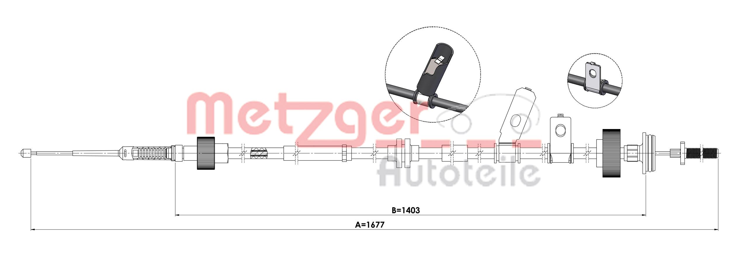 Cable, parking brake - 1E.LR003 METZGER