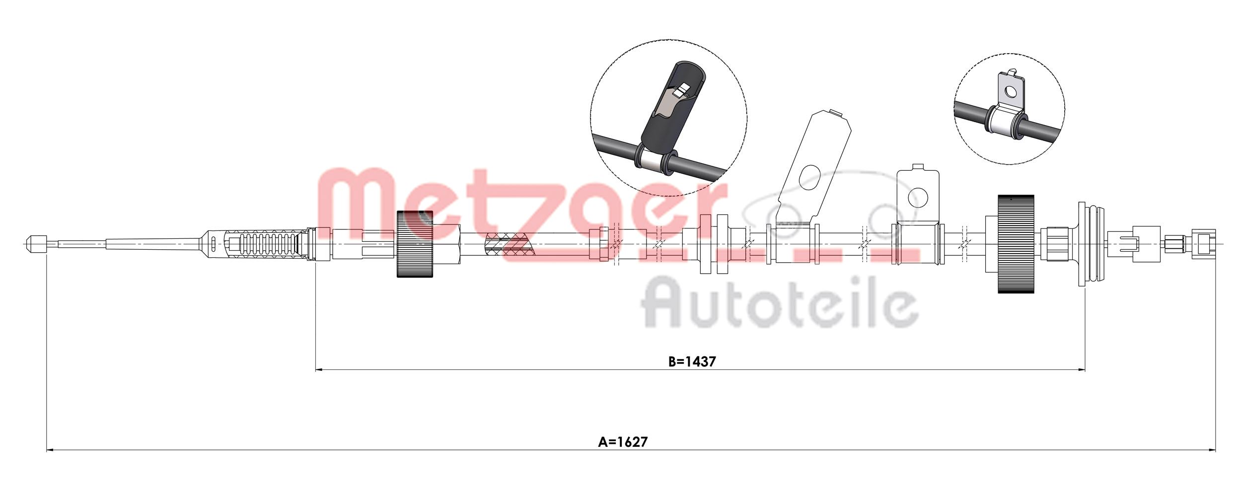 Cavo comando, Freno stazionamento - 1E.LR004 METZGER