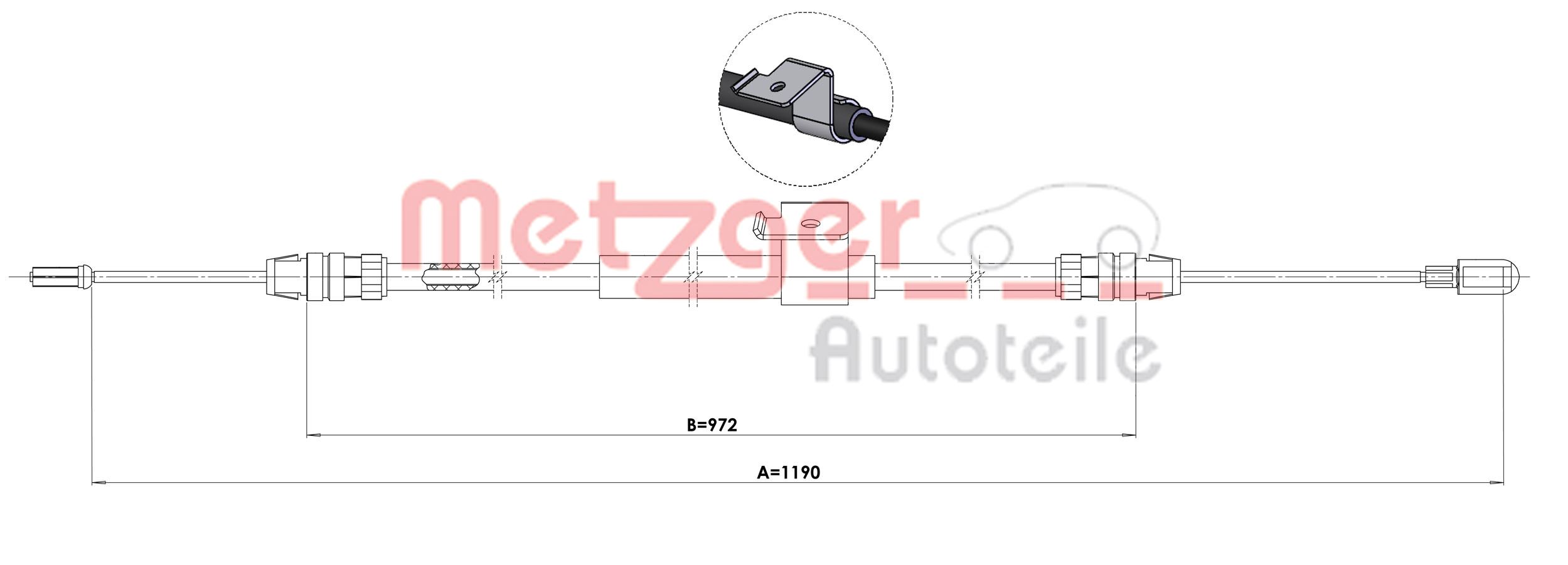 Cavo comando, Freno stazionamento - 1.FD021 METZGER