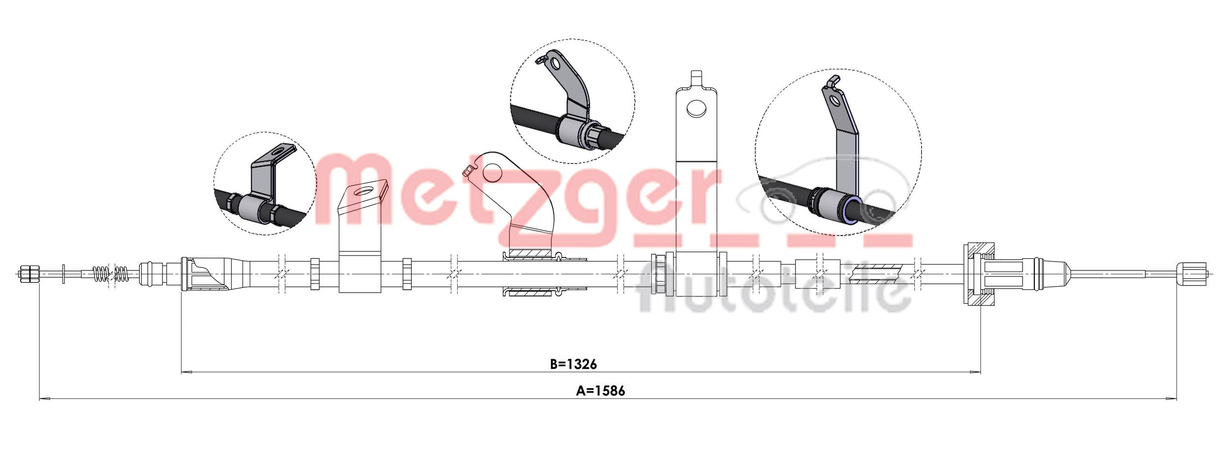 Cavo comando, Freno stazionamento - 1.KI014 METZGER