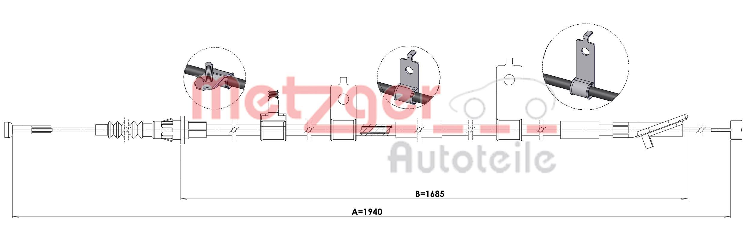 Cable, parking brake - 1.MA006 METZGER