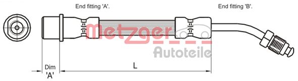 Brake Hose - 4111108 METZGER