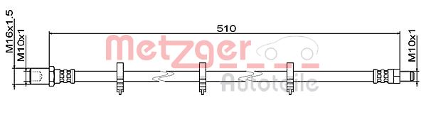 Brake Hose - 4111486 METZGER