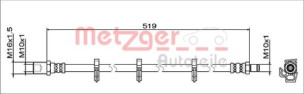 Brake Hose - 4112047 METZGER
