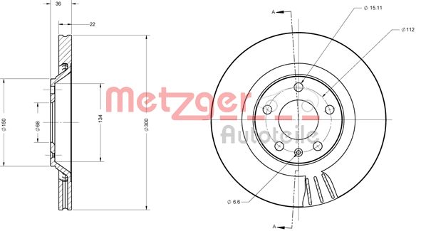 Brake Disc - 6110697 METZGER