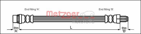 Brake Hose - 4114711 METZGER