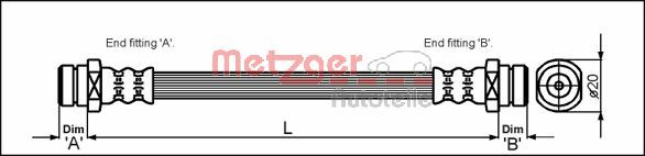 Brake Hose - 4113310 METZGER
