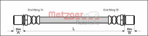 Brake Hose - 4113667 METZGER