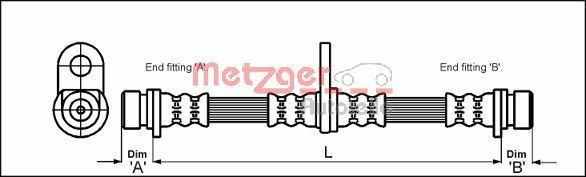 Brake Hose - 4113290 METZGER
