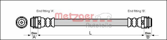 Brake Hose - 4114798 METZGER