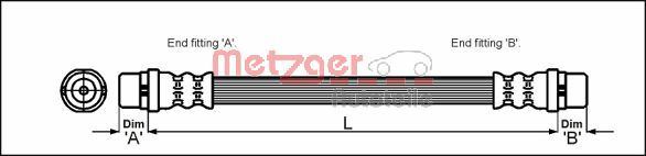 Brake Hose - 4114794 METZGER