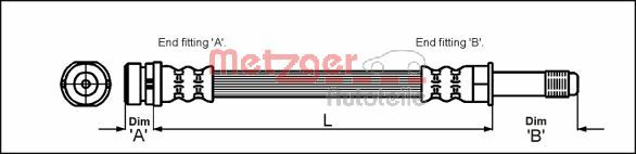 Brake Hose - 4114678 METZGER