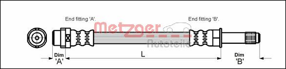 Brake Hose - 4110331 METZGER