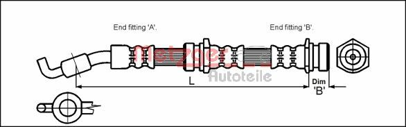 Flessibile del freno - 4114722 METZGER