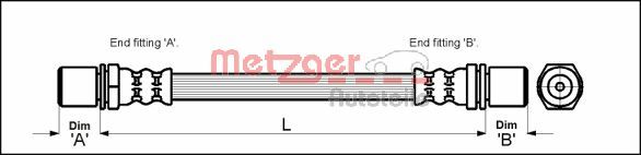 Brake Hose - 4112214 METZGER