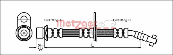 Flessibile del freno - 4112167 METZGER