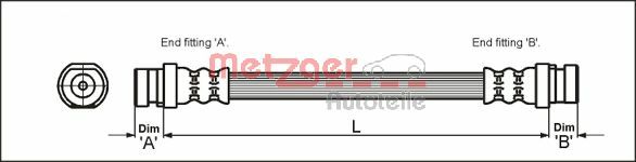 Brake Hose - 4111168 METZGER