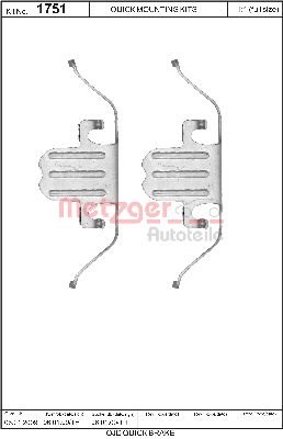 Accessory Kit, disc brake pad - 109-1751 METZGER