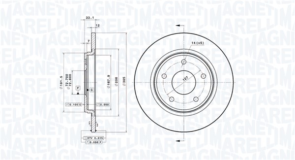 Brake Disc - 360406115001 MAGNETI MARELLI