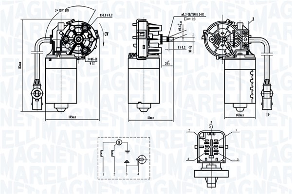 Wiper Motor - 064370000010 MAGNETI MARELLI