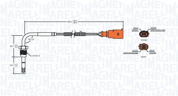 Датчик, температура выхлопных газов - 172000201010 MAGNETI MARELLI