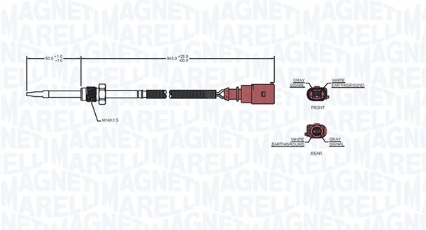 Датчик, температура выхлопных газов - 172000249010 MAGNETI MARELLI