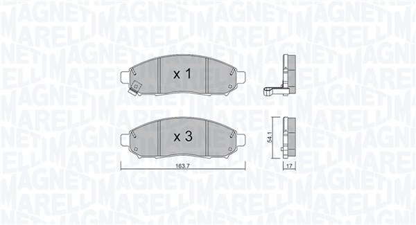 Brake Pad Set, disc brake - 363916060982 MAGNETI MARELLI