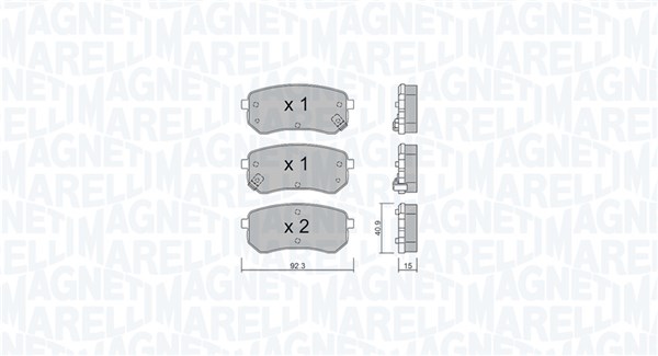 stabdžių trinkelių rinkinys, diskinis stabdys - 363916061004 MAGNETI MARELLI