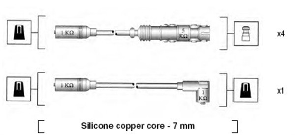 Комплект проводов зажигания - 941055050530 MAGNETI MARELLI