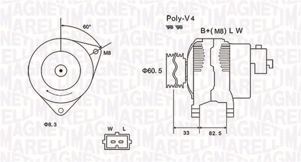 Alternator - 063731317010 MAGNETI MARELLI
