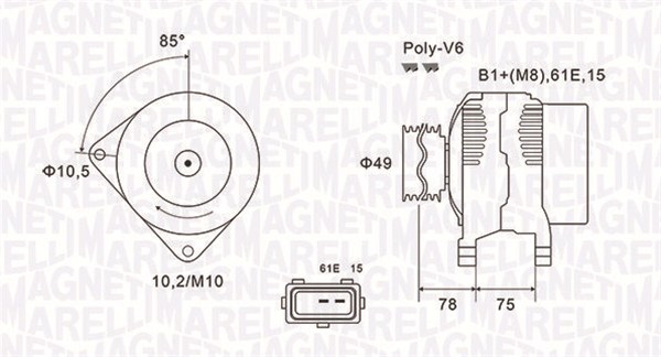 Alternator - 063731591010 MAGNETI MARELLI