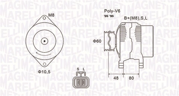 Alternator - 063731607010 MAGNETI MARELLI