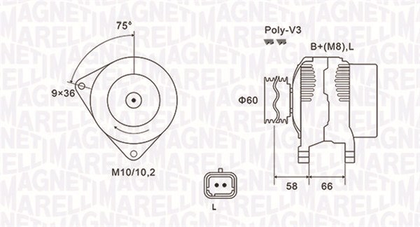 Alternator - 063731637010 MAGNETI MARELLI