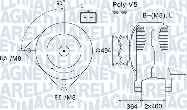 Alternator - 063731645010 MAGNETI MARELLI