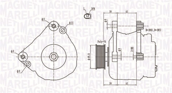 Alternator - 063731729010 MAGNETI MARELLI