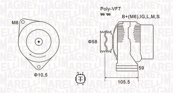 Генератор - 063732069010 MAGNETI MARELLI