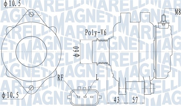 Alternator - 063732122010 MAGNETI MARELLI