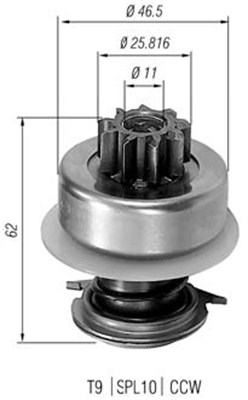Pinion, starter - 940113020013 MAGNETI MARELLI