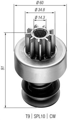 Pinion, starter - 940113020022 MAGNETI MARELLI