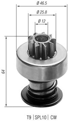 Pinion, starter - 940113020023 MAGNETI MARELLI