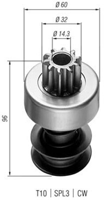 Pinion, starter - 940113020026 MAGNETI MARELLI