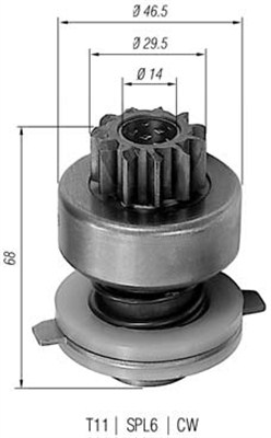 Pinion, starter - 940113020048 MAGNETI MARELLI