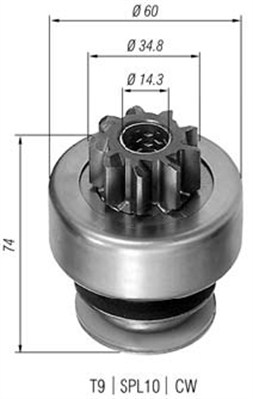 Pinion, starter - 940113020071 MAGNETI MARELLI
