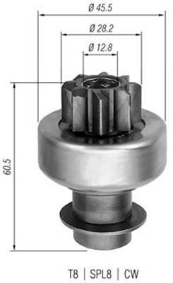 Pinion, starter - 940113020097 MAGNETI MARELLI