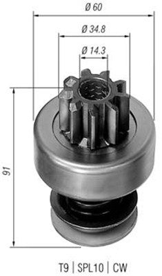 Pinion, starter - 940113020102 MAGNETI MARELLI