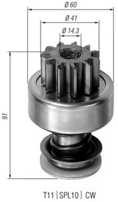 Pinion, starter - 940113020104 MAGNETI MARELLI